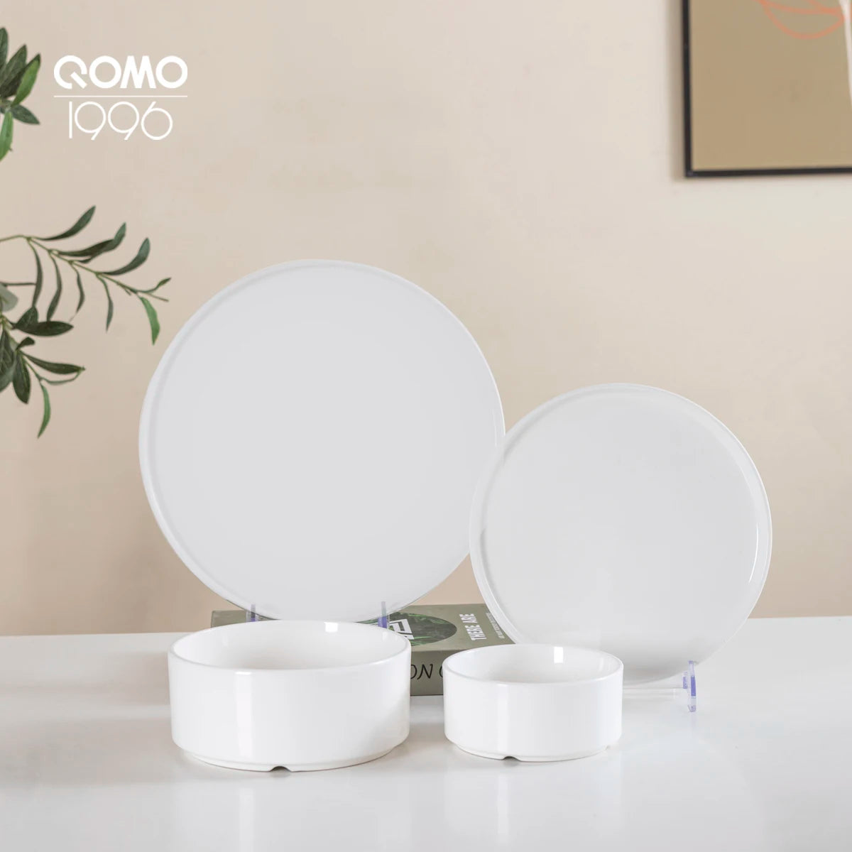 QOMO 16-Piece Dinnerware Set, Service for 4, White