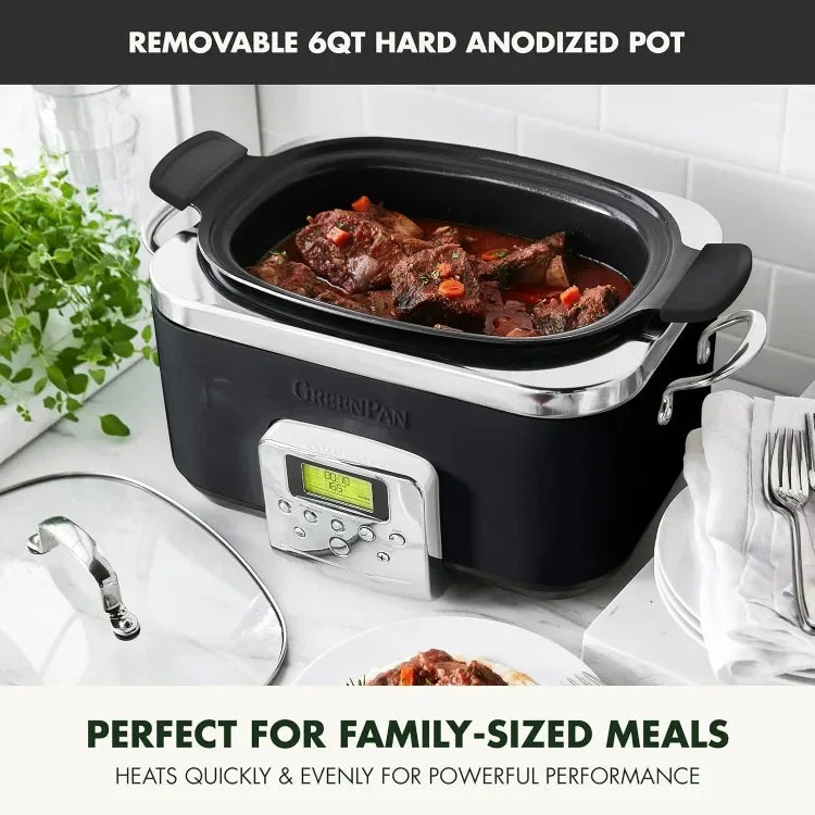 Elite 8 - in -1 Programmable 6QT Electric Slow Cooker, Black