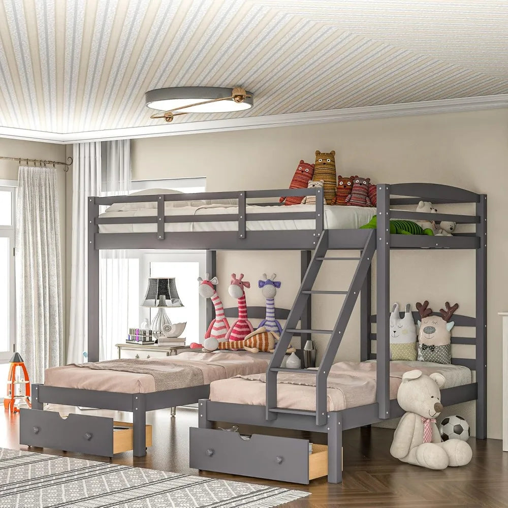 Full Over 2 Twin Triple Bunk Beds