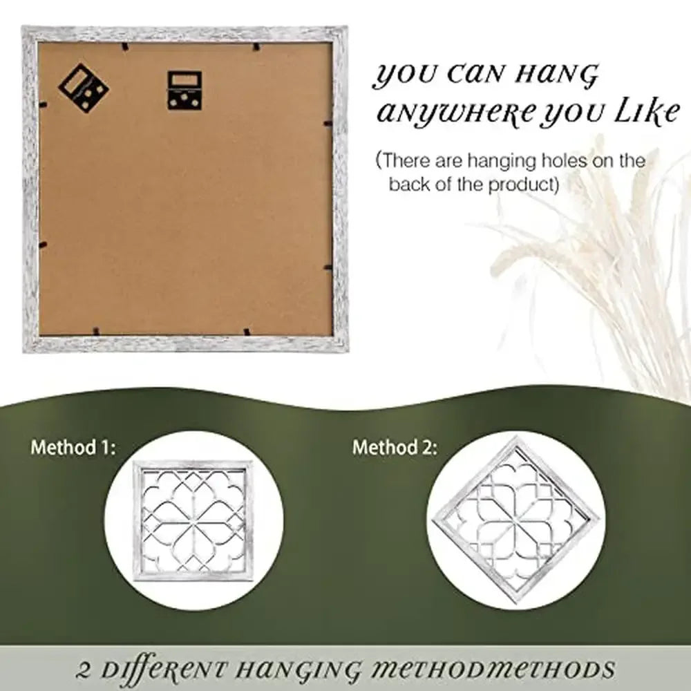 4-Pack 12x12 Inch Square Rustic White Decorative Wall Mirrors