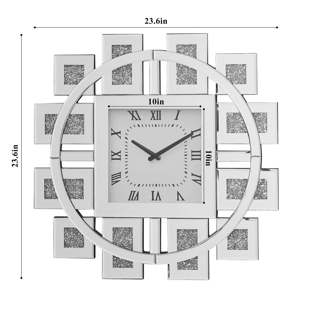Wall Clock in Mirrored & Faux GemStones