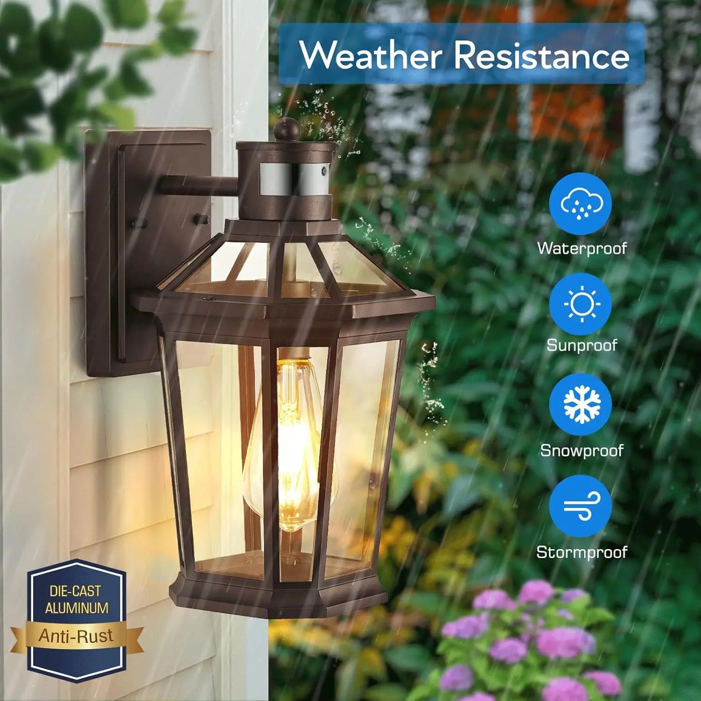 Bronze Waterproof Motion Sensor Outdoor Lights
