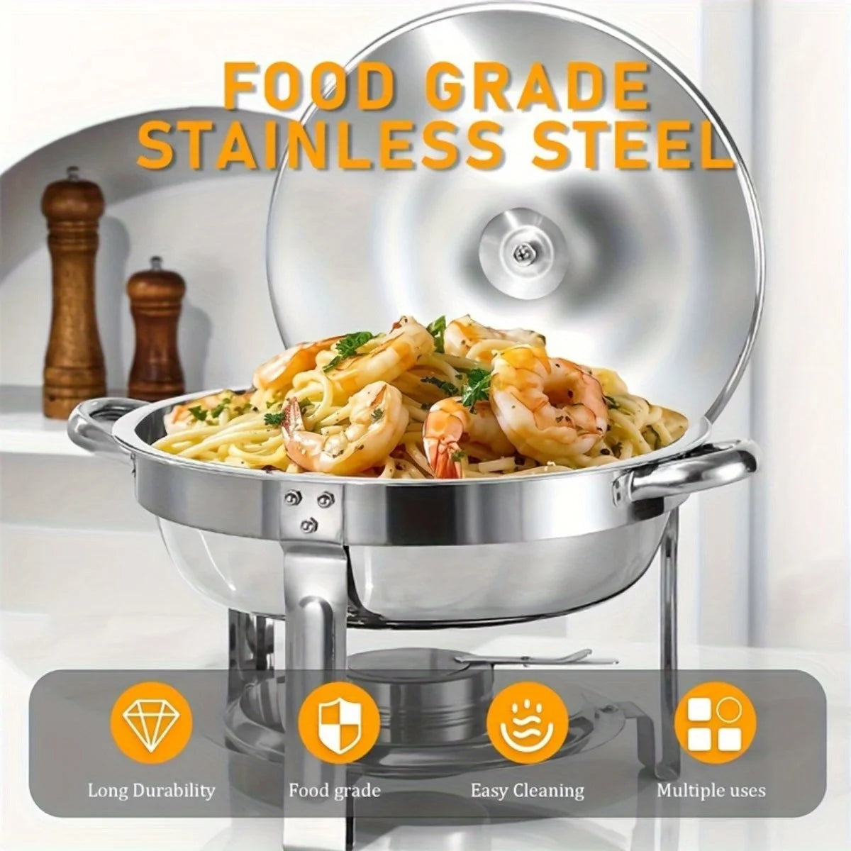 8 Pack Stainless Steel Chafing Dish Buffet Set