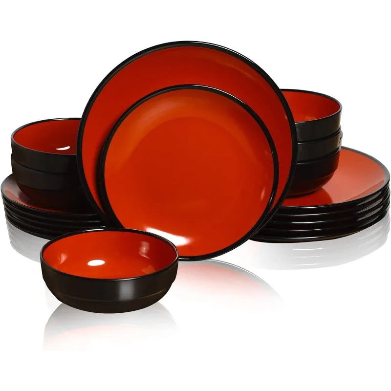 18-Piece Melamine Dinnerware Sets, Service for 6