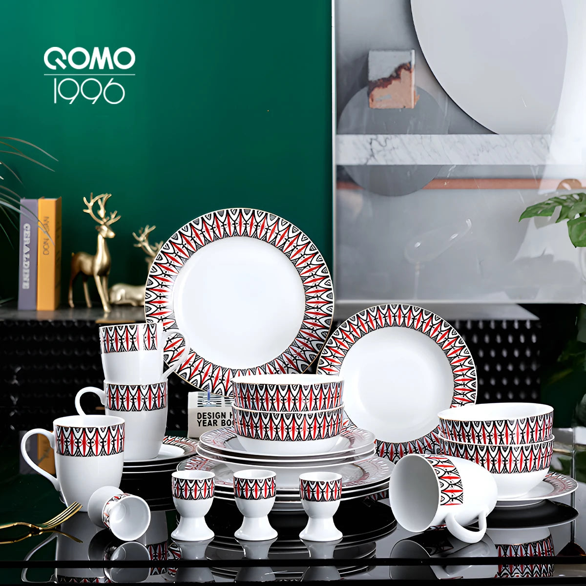 12/24-piece Porcelain Dinnerware Set, Plaid