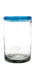 Blue Rim 120 oz Pitcher and 6 Drinking Glasses set, Recycled Glass, Lead-free, Toxin-Free