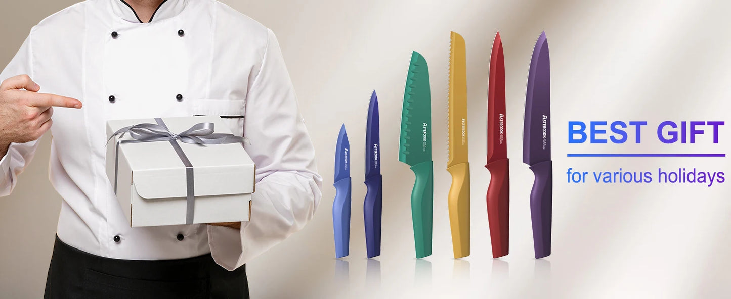 12 Pcs Color-Coded Kitchen Knives Set