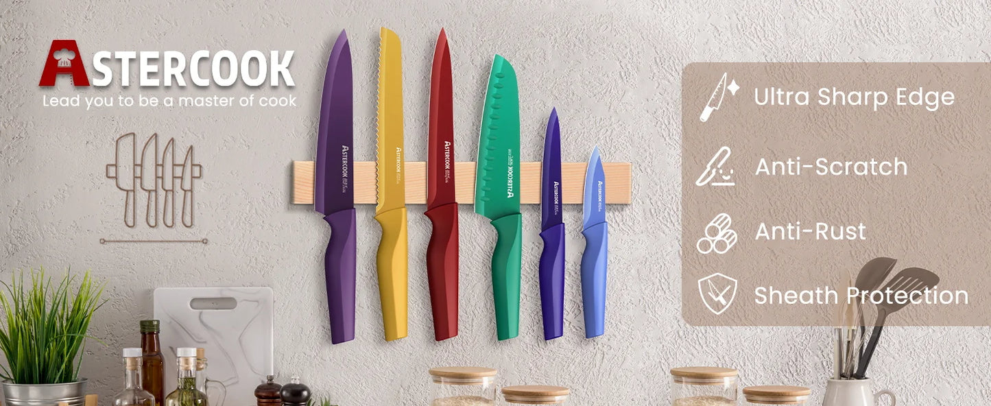 12 Pcs Color-Coded Kitchen Knives Set