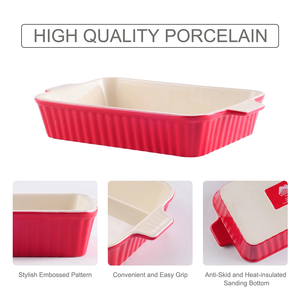 4-Piece Table Baking Dish Plate Set with Ceramic Handle