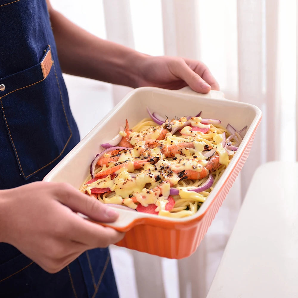 4-Piece Table Baking Dish Plate Set with Ceramic Handle