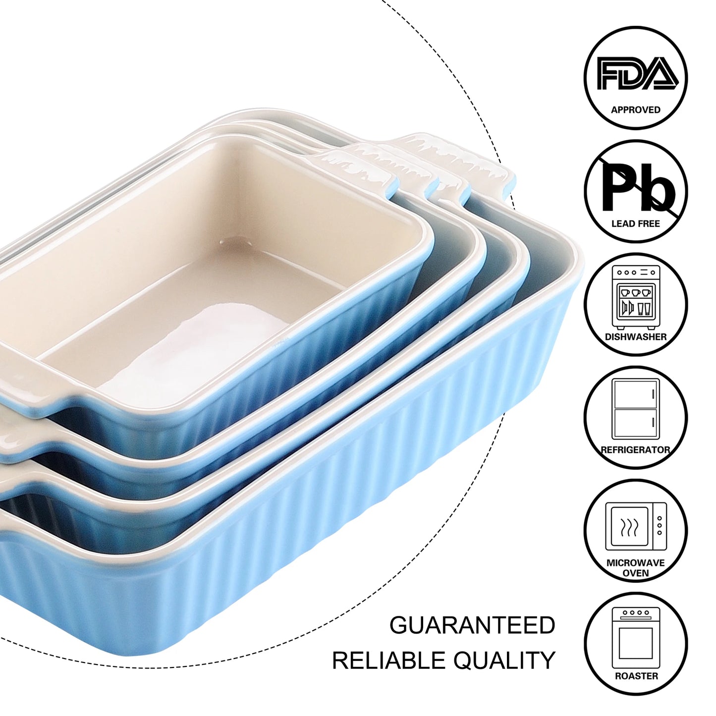 4-Piece Table Baking Dish Plate Set with Ceramic Handle