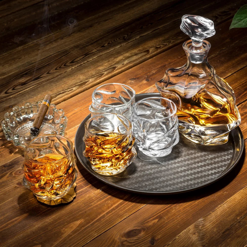 KANARS Whiskey Decanter Set with 4 Bourbon Glasses