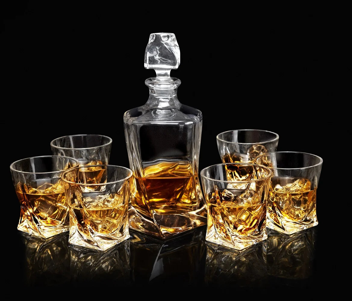 Whiskey Decanter Set Liquor Bottle Carafe with 6* Glasses