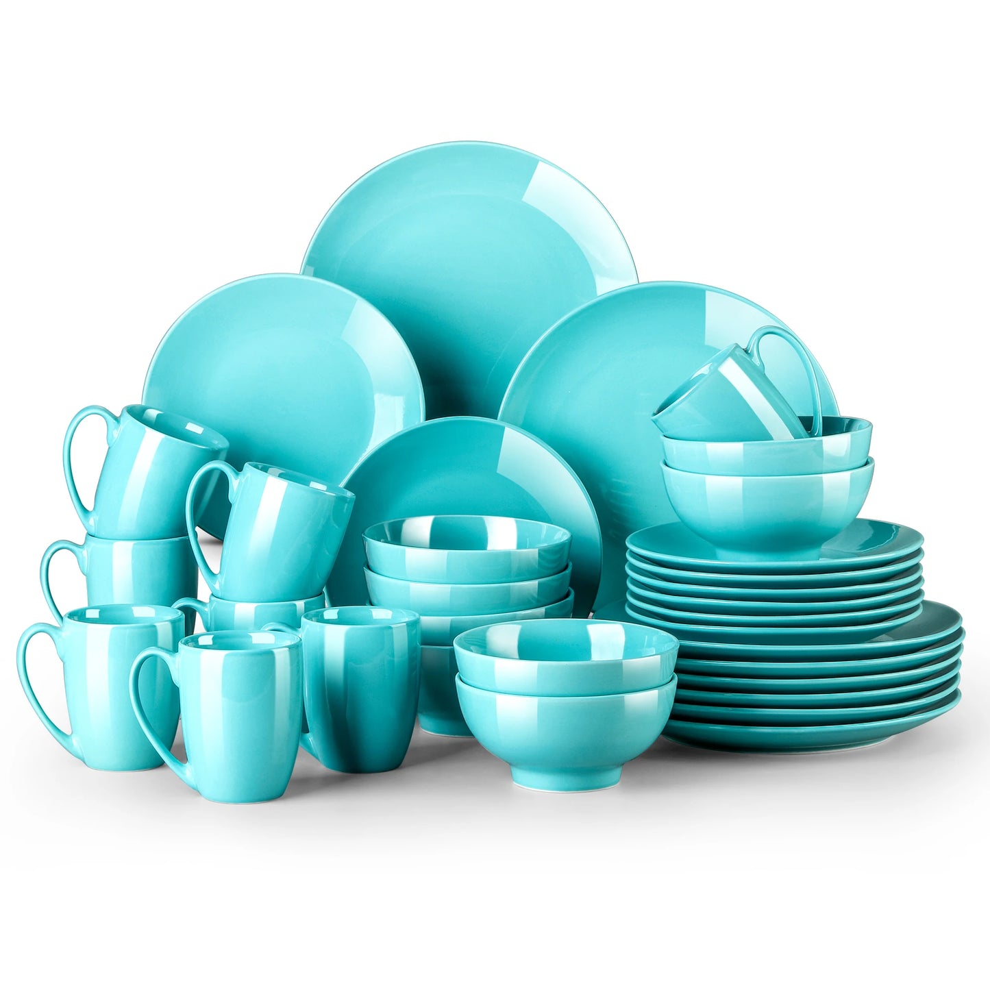 16/32/48-Piece Light Blue Ceramic Tableware Dinner Set