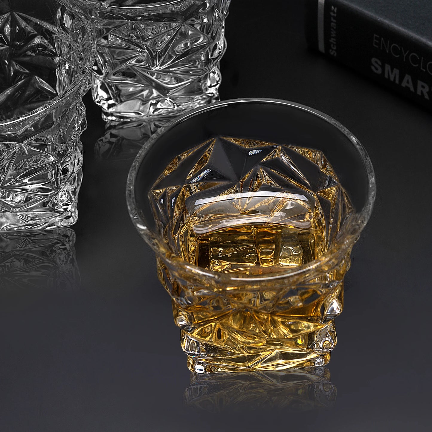 KANARS 9 Oz Crystal Whiskey Glasses, Set of 4 with Gift Box