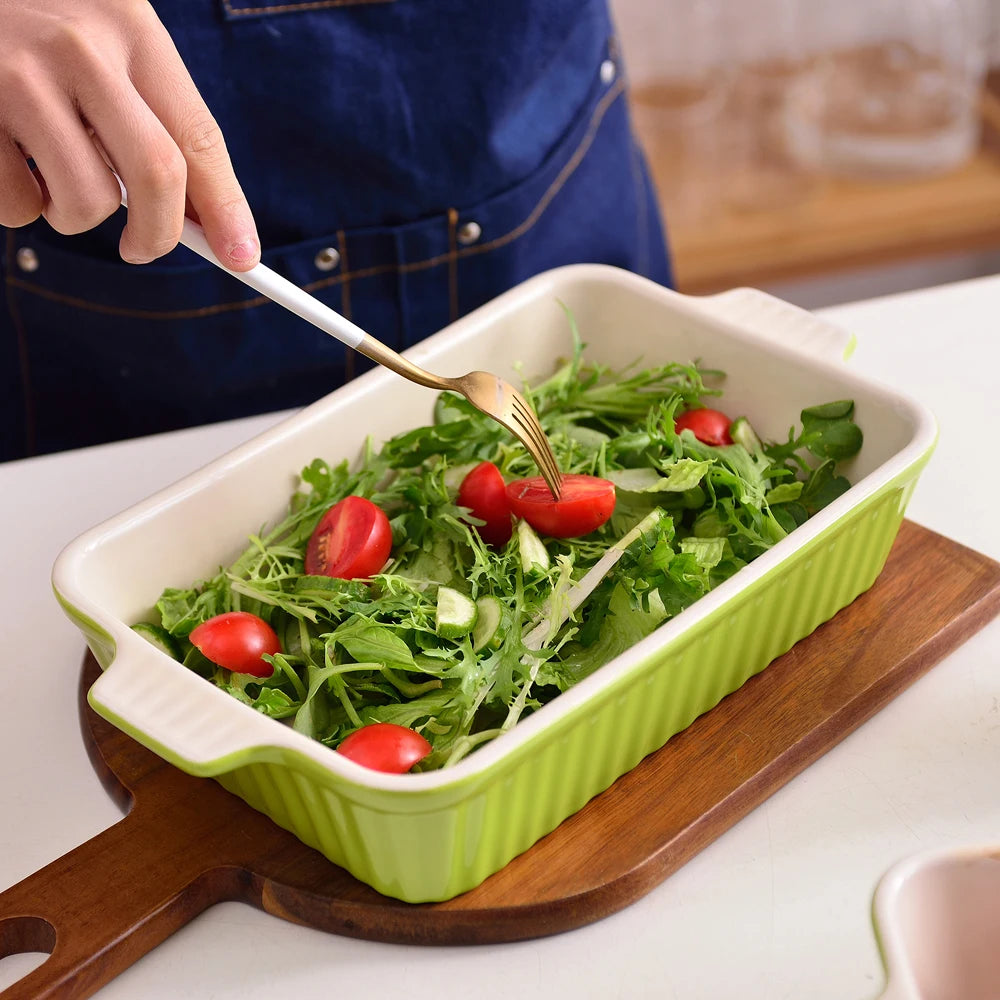 4-Piece Table Baking Dish Plate Set with Ceramic Handle