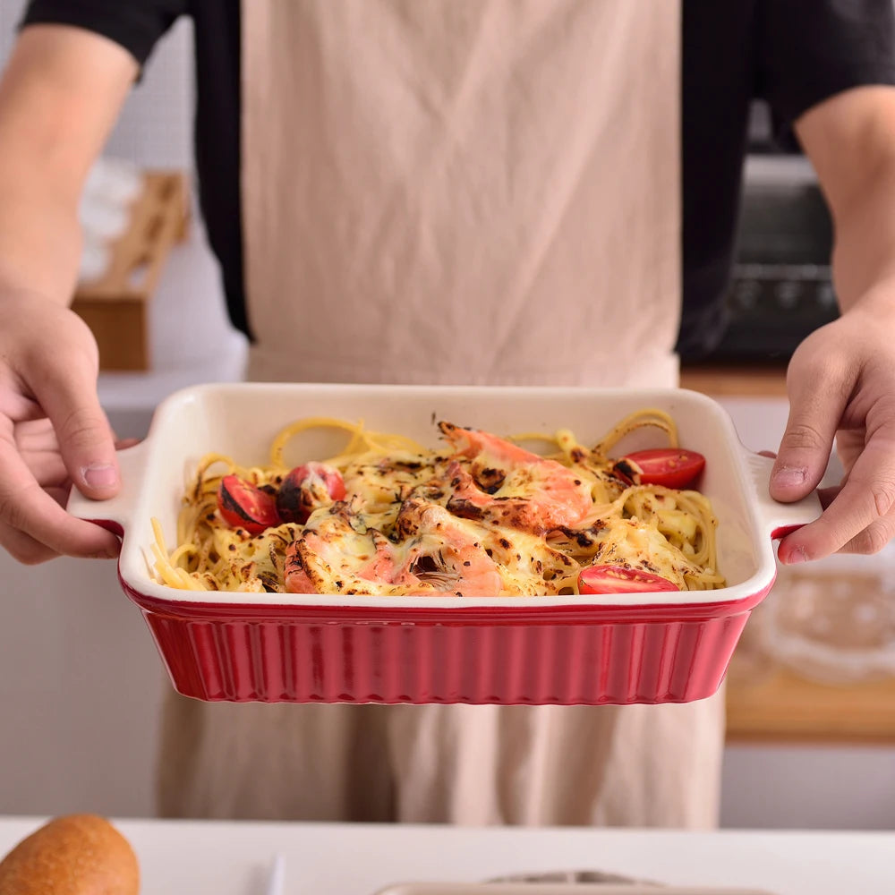 4-Piece Table Baking Dish Plate Set with Ceramic Handle