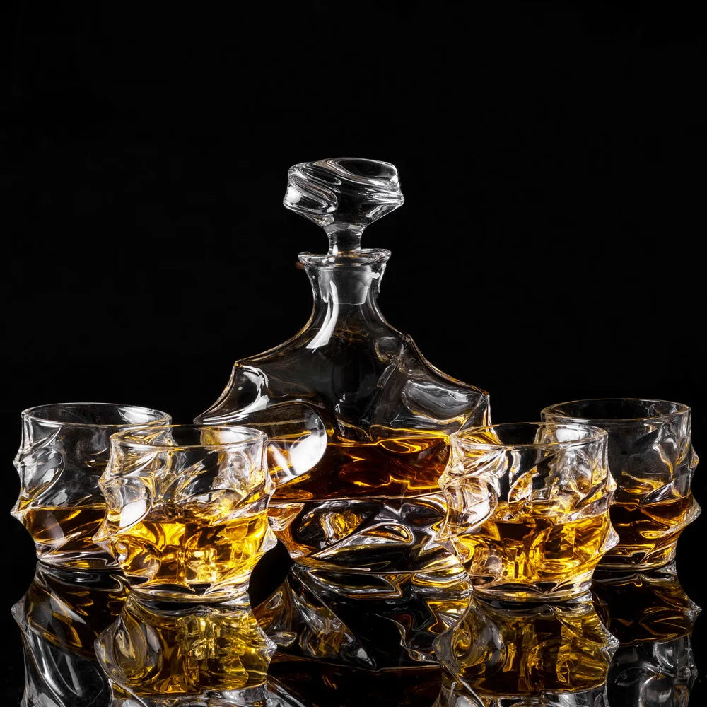 KANARS Whiskey Decanter Set with 4 Bourbon Glasses