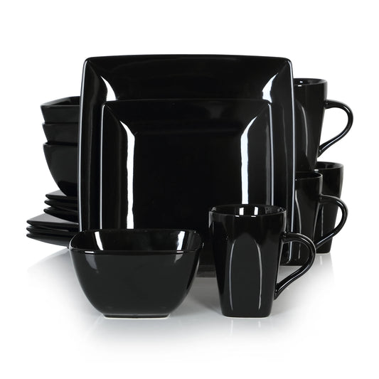 Vancasso SOHO 16/32/48-Piece Black Ceramic Square Dinnerware Set