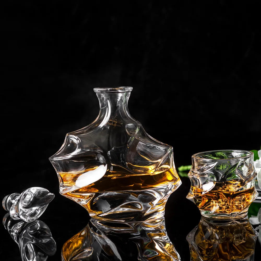 KANARS Whiskey Decanter Set with 4 Bourbon Glasses