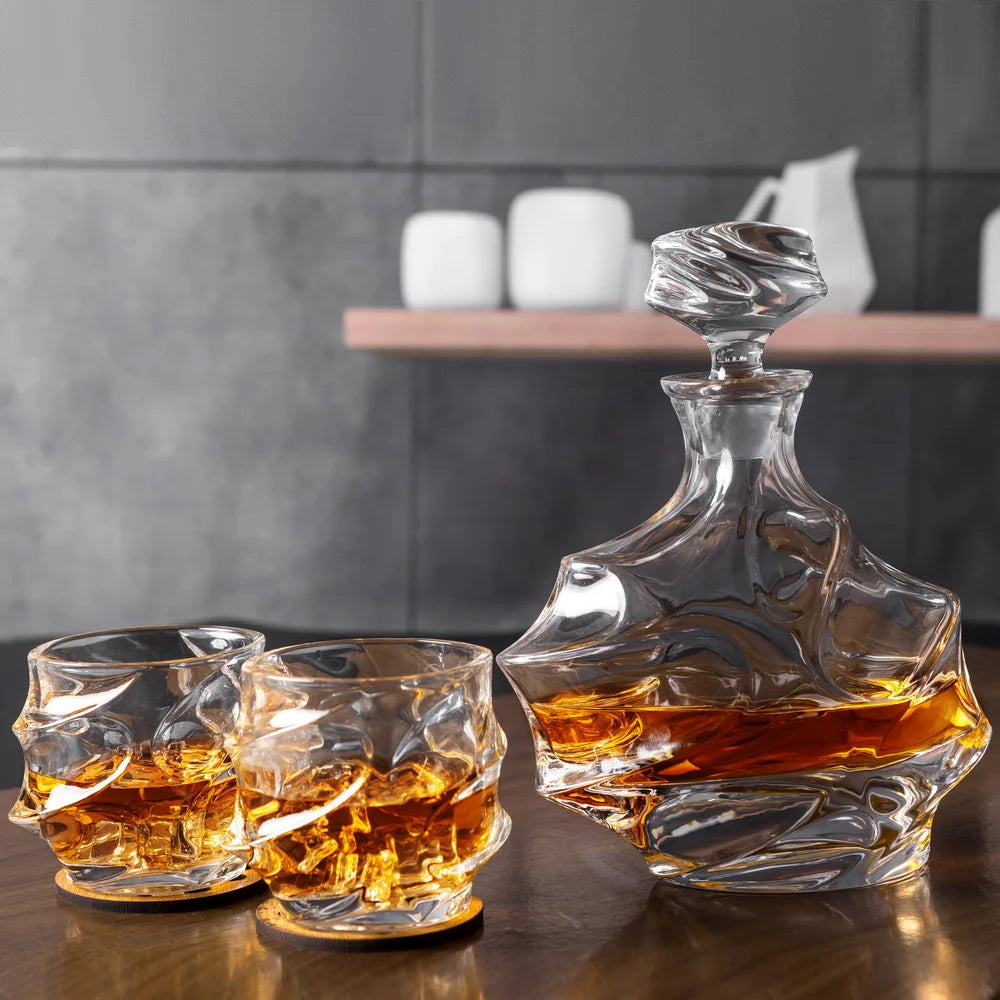 KANARS Whiskey Decanter Set with 4 Bourbon Glasses