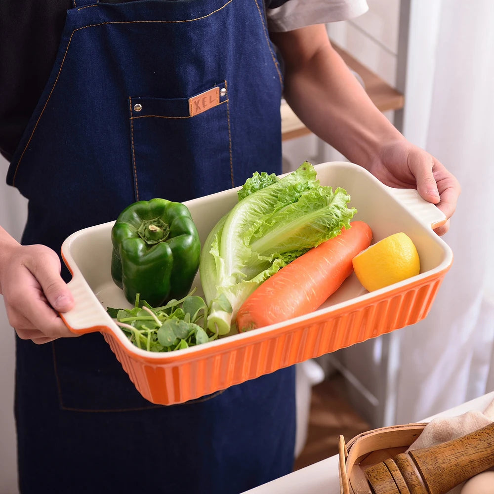 4-Piece Table Baking Dish Plate Set with Ceramic Handle