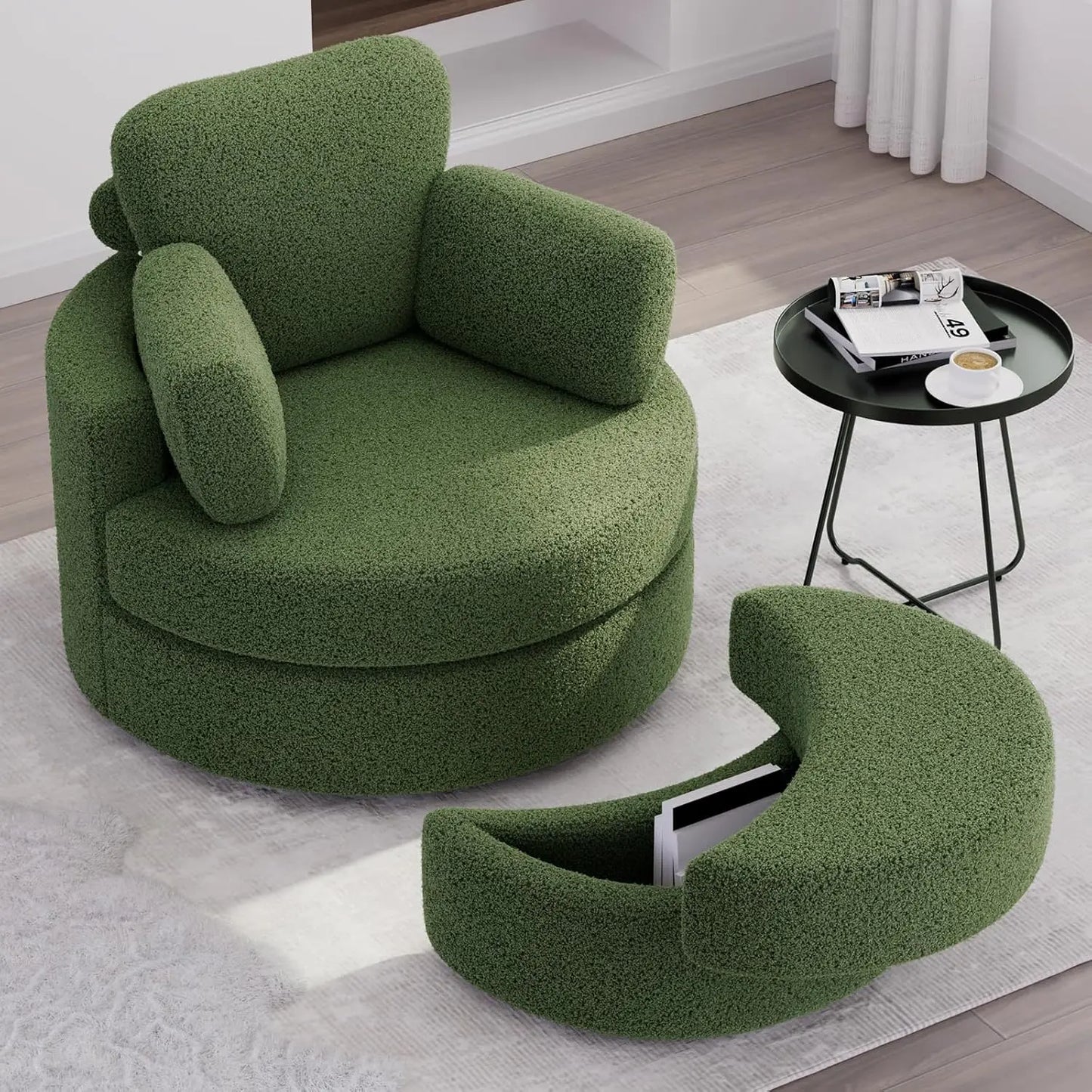 Swivel Round Lounge Chair with Ottoman