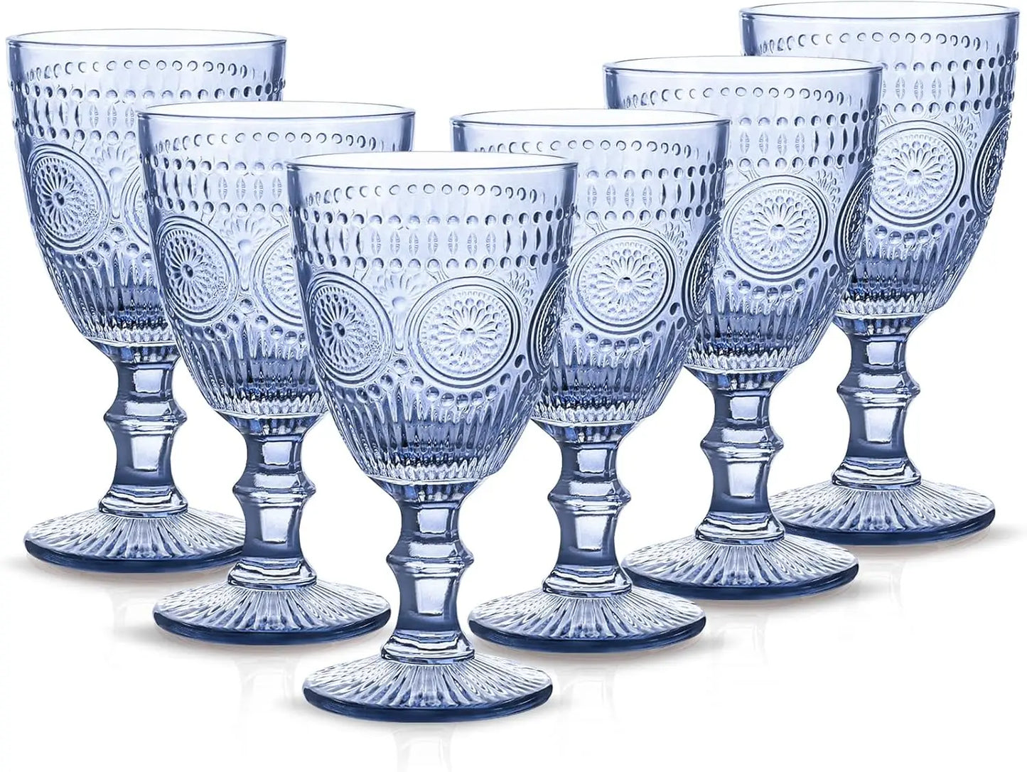 Set of 6 Embossed Vintage Drinkware Water Goblets