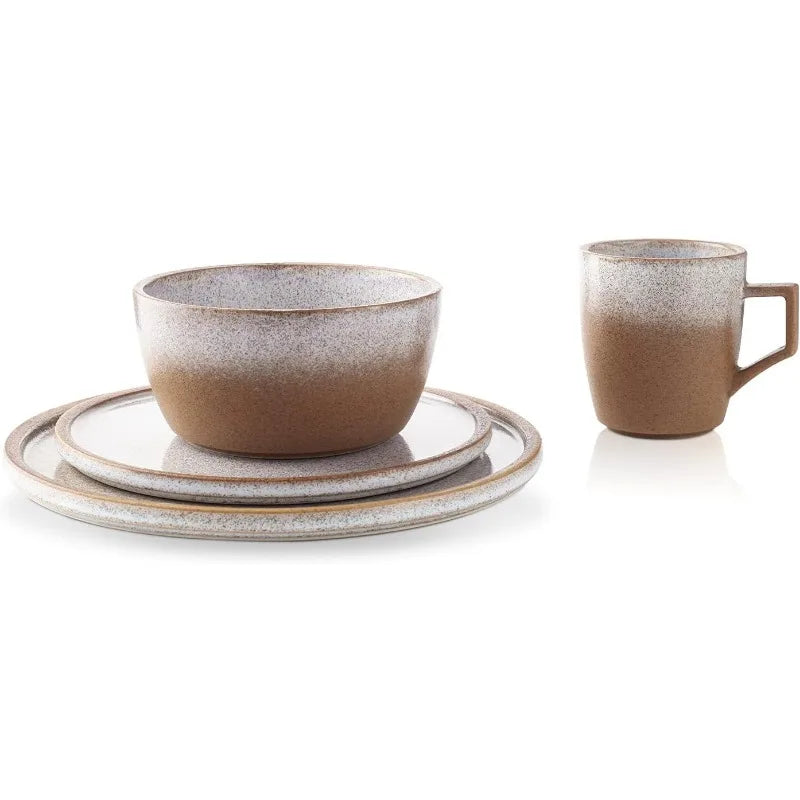 Tom Stoneware Reactive Glaze Dinnerware Set, 16/32 piece