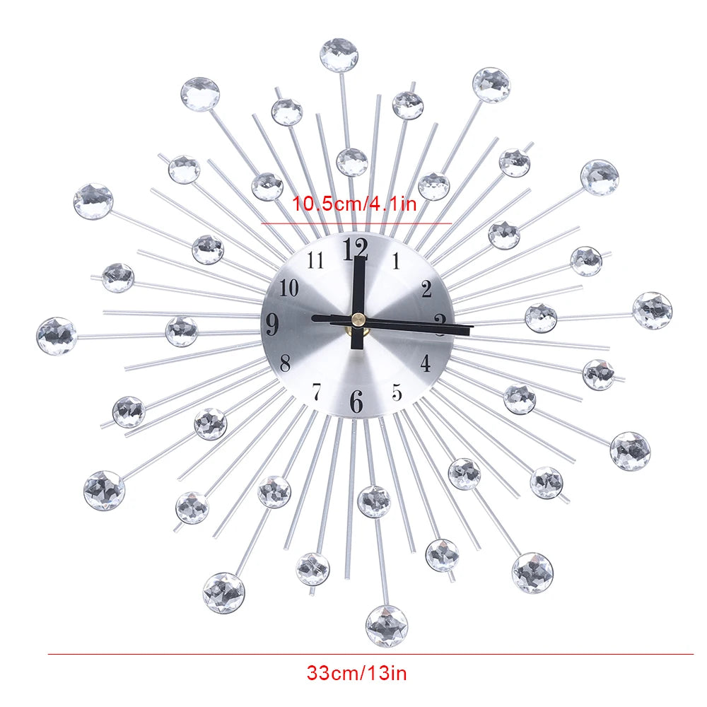 Silver Crystal Non-Ticking  Wall Clock