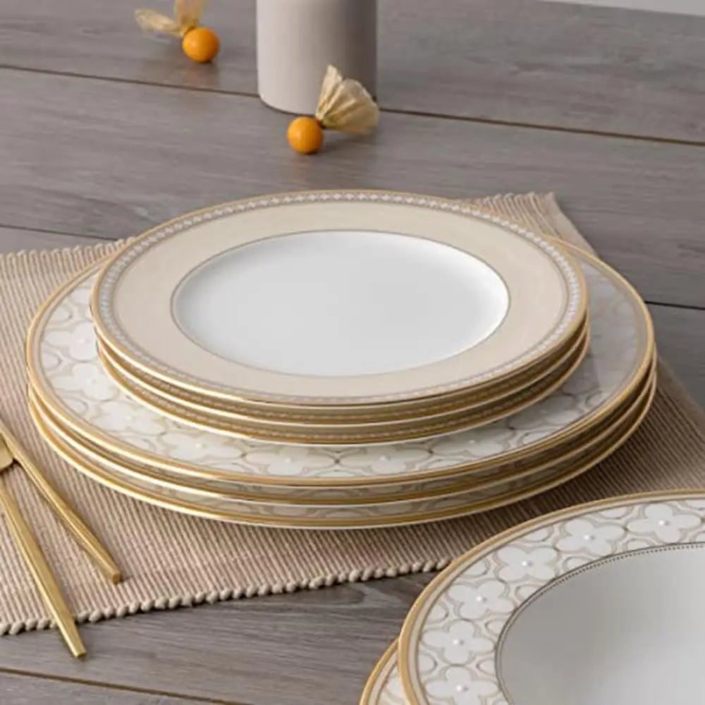 Luxury 12-Piece Gold Trim Bone China  Dinnerware Set, Service for 4