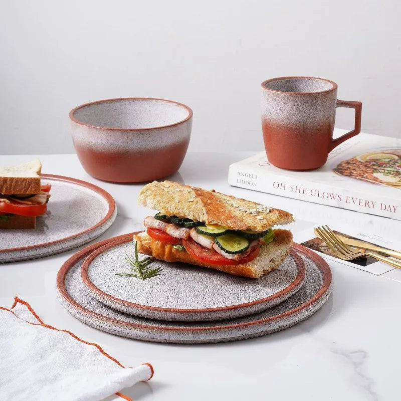 Tom Stoneware Reactive Glaze Dinnerware Set, 16/32 piece