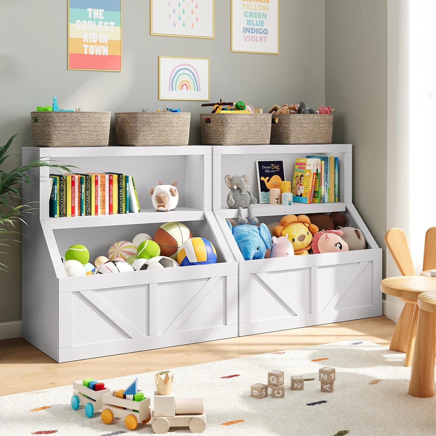 Kids' Bookcase Toy Storage Organizer Cabinet