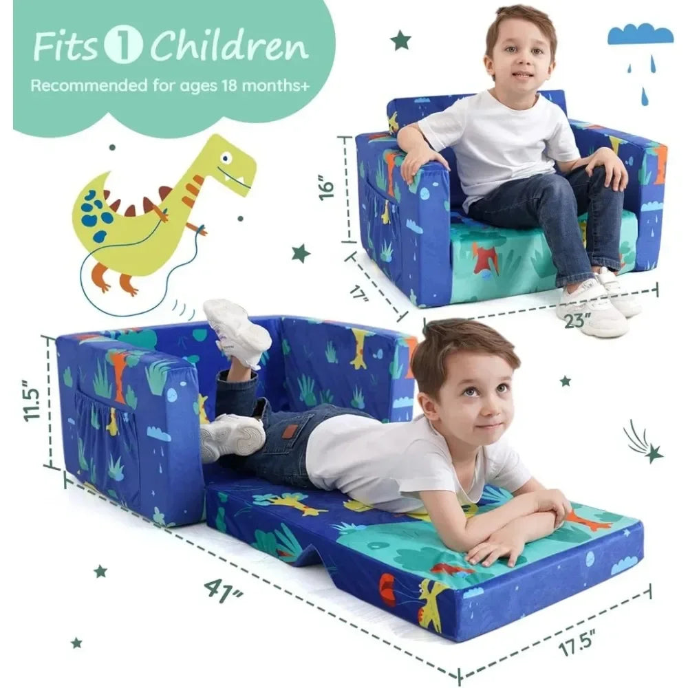 Toddler's Fold Out Sofa Bed/ Flip Out Convertible Lounge Chair