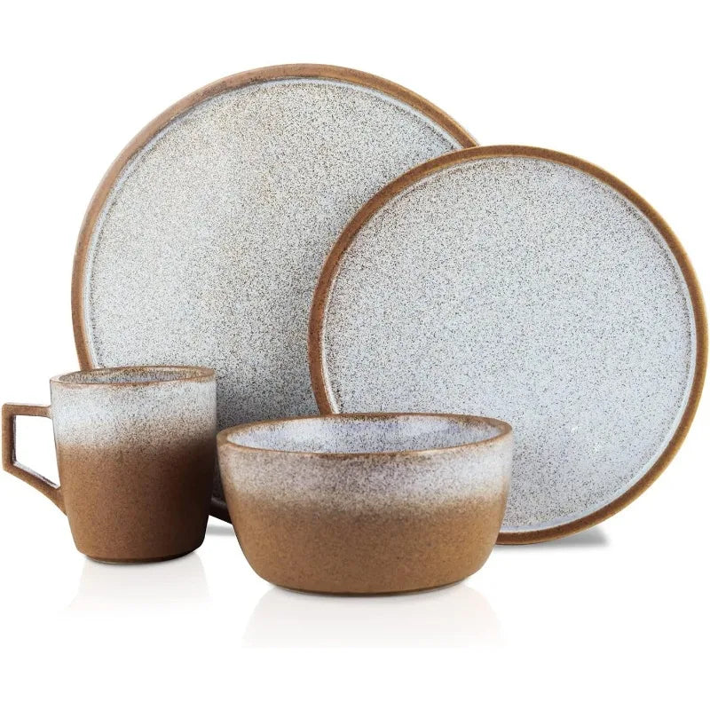 Tom Stoneware Reactive Glaze Dinnerware Set, 16/32 piece