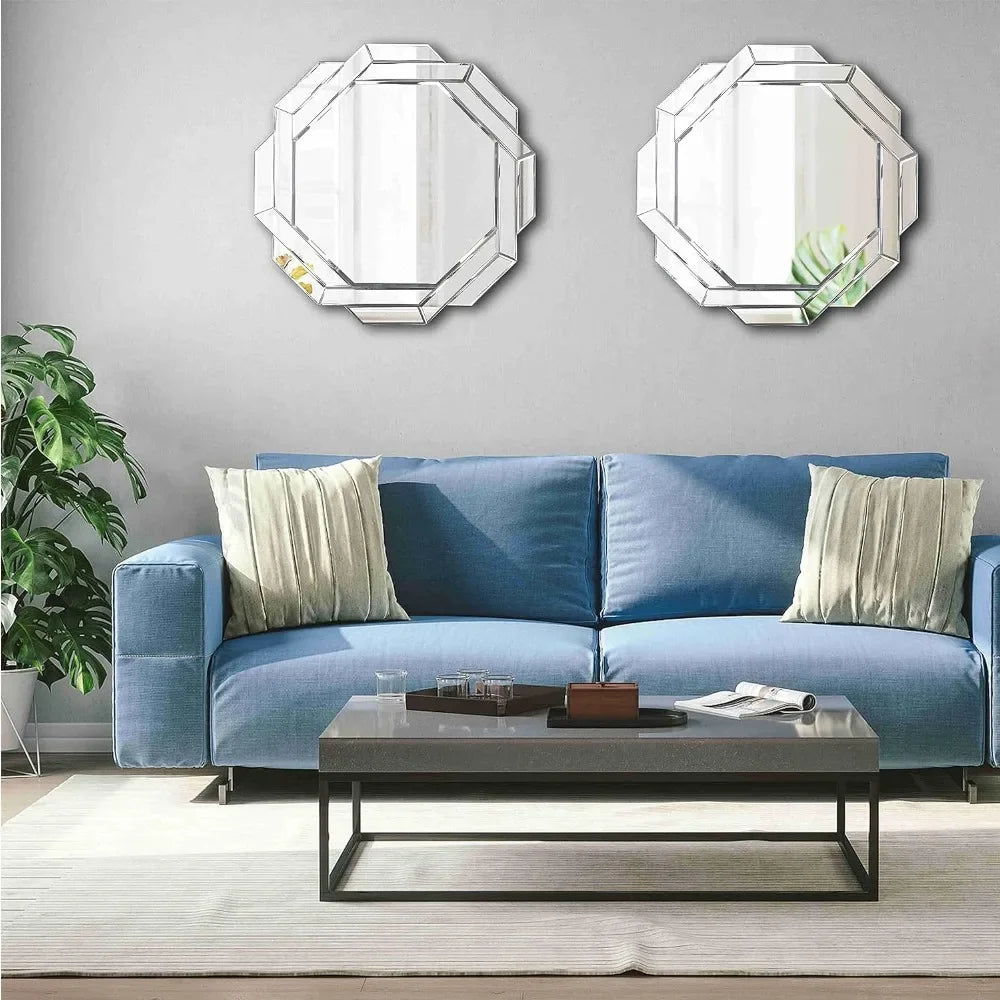 Frameless Beveled Silver Polished Decor Mirror