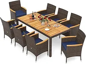 9 Piece PE Wicker Patio Dining Set