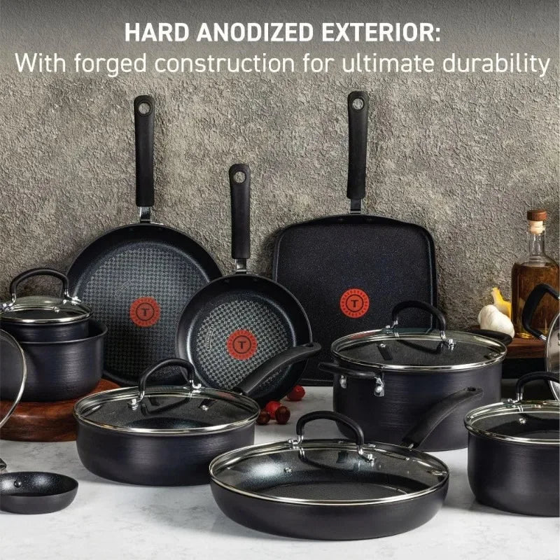 17 Piece T-fal Ultimate Hard Anodized Nonstick Cookware Set