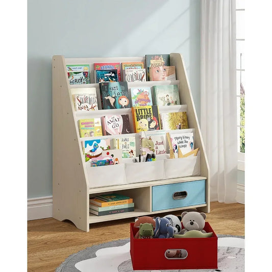 Sturdy Kids Bookshelf with Tear-Proof Cotton Sling