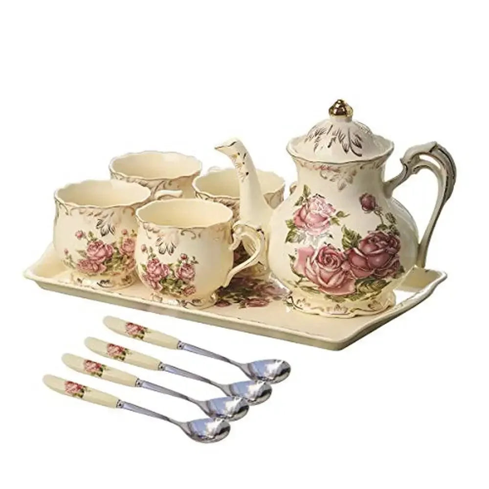 Vintage European Rose Porcelain Tea Set