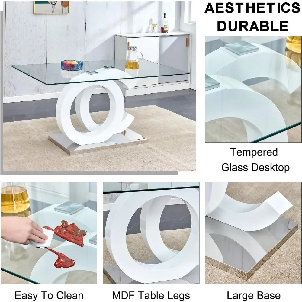 7 Piece Tempered Glass Table Top Dining Table Set
