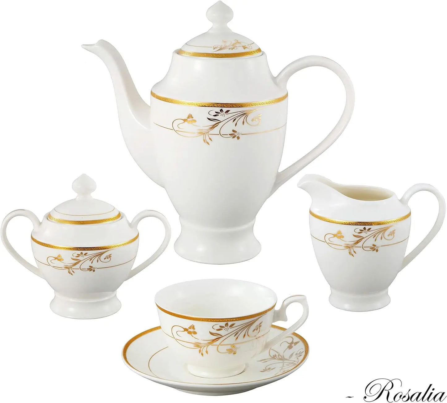 57-Piece 24K Gold Floral Design Dinnerware Set, Service for 8