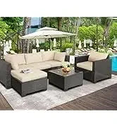 Wicker Rattan Sectional Sofa Patio Sets