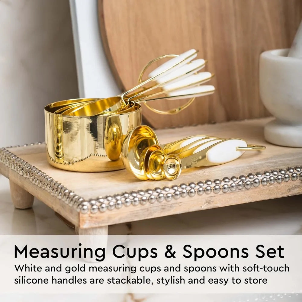 23 Piece Luxe White and Gold Kitchen Utensils Set