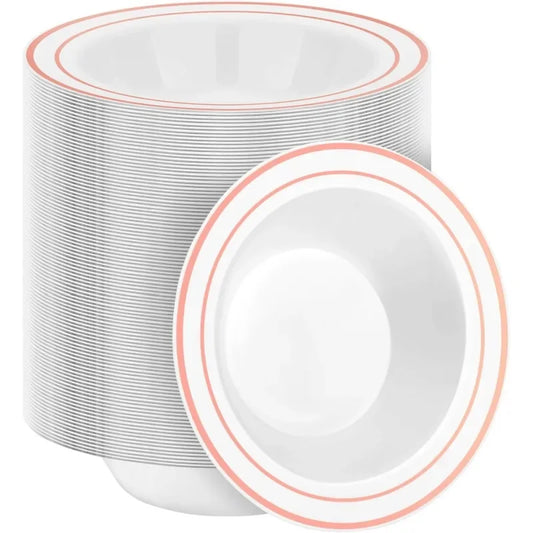 200 Pack 12oz Plastic Disposable Bowls, 3 Color Options