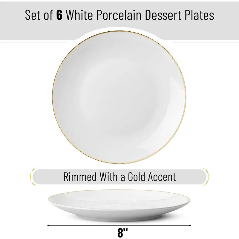 Set of 12, White Porcelain Dinner Plates, 10.5"