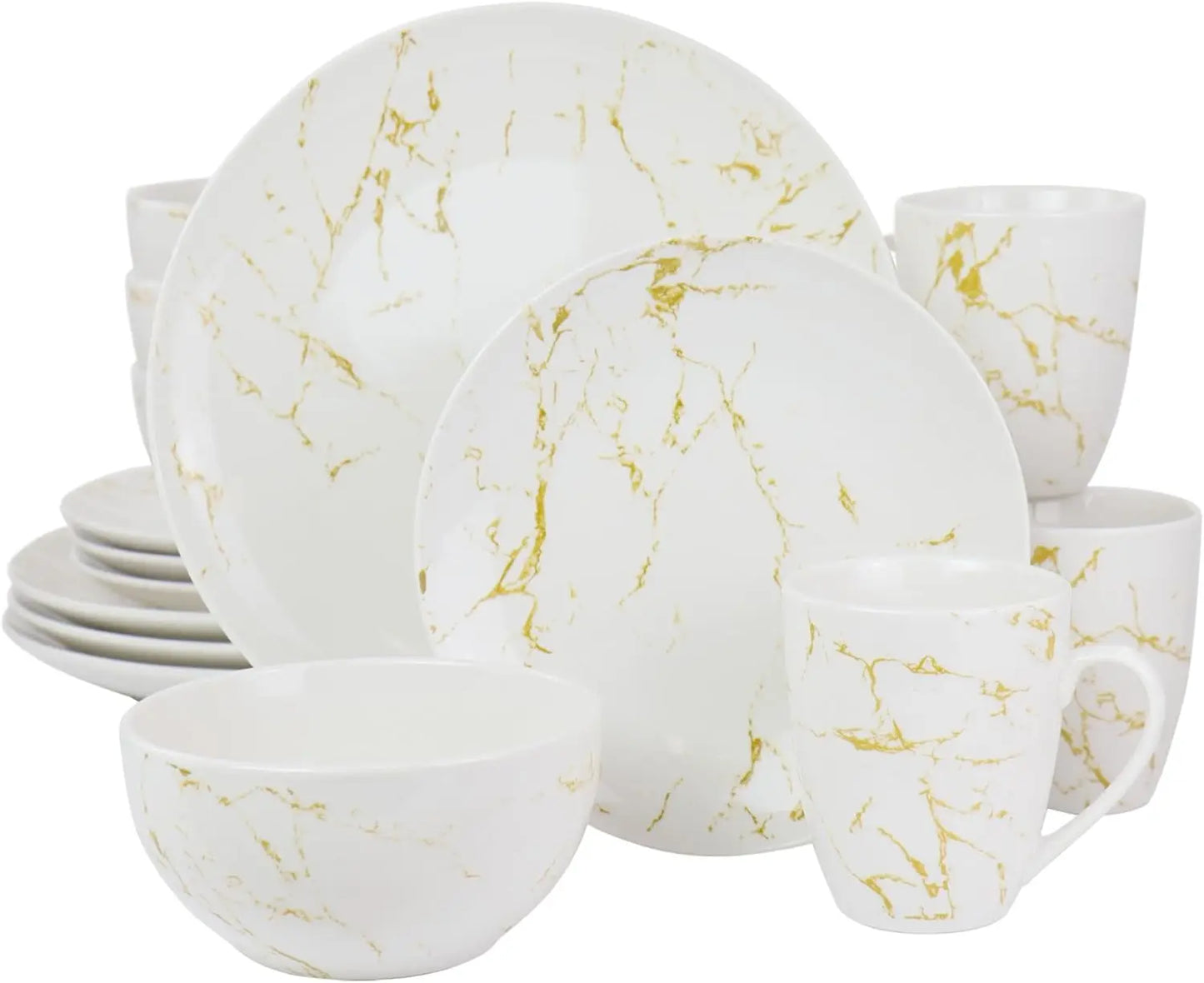 16 Piece Fine Marble Stoneware Dinner Set