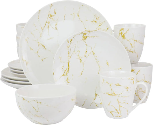16 Piece Fine Marble Stoneware Dinner Set