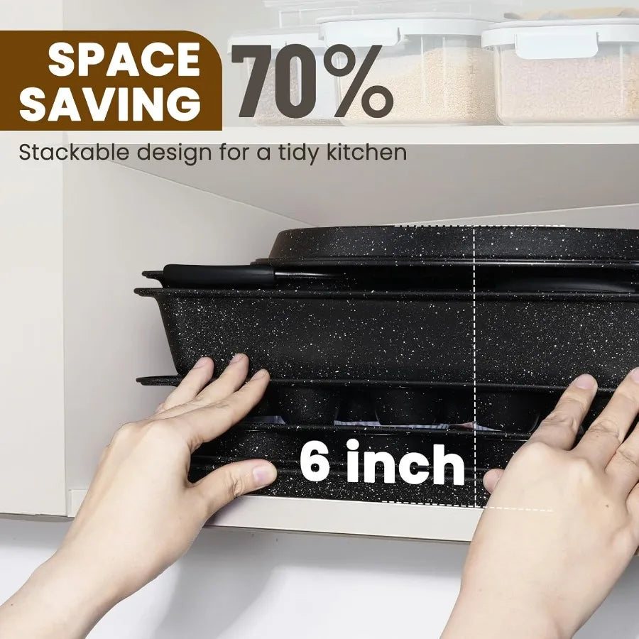 22 PCS Stackable Nonstick Bakeware Set