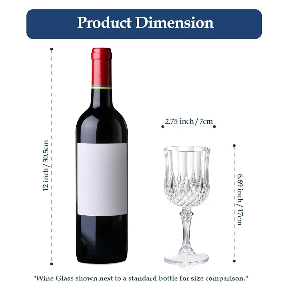 24 Pcs 7Oz Reusable Plastic Crystal Vintage Wine Glasses
